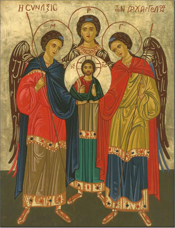 Assembly of Angels Icon by Olga Christine
