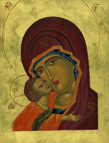 Mary and baby Jesus Icon by Rose Lukjanenko